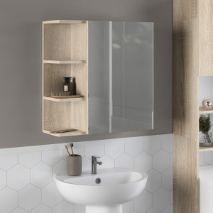 Дзеркало з полицями для ванної кімнати F-51 620х208х640 мм Дуб Сонома