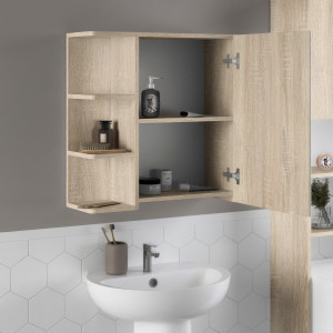 Дзеркало з полицями для ванної кімнати F-51 620х208х640 мм Дуб Сонома