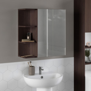 Дзеркало з полицями для ванної кімнати F-51 620х208х640 мм Венге Магія