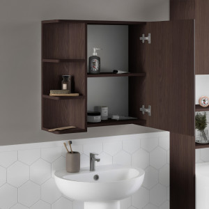 Дзеркало з полицями для ванної кімнати F-51 620х208х640 мм Венге Магія