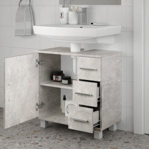 Тумба під умивальник на 3 шухляди та з дверцятами F-52 600х330х608 мм Бетон