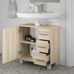 Тумба під умивальник на 3 шухляди та з дверцятами F-52 600х330х608 мм Дуб Сонома