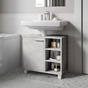 Тумба під умивальник з дверцятами та полицями F-65 600х311х556 мм Бетон