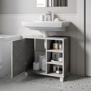 Тумба під умивальник з дверцятами та полицями F-65 600х311х556 мм Бетон