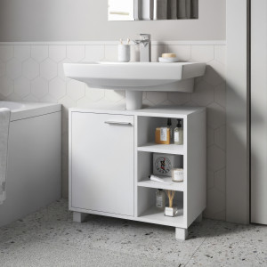 Тумба під умивальник з дверцятами та полицями F-65 600х311х556 мм Білий