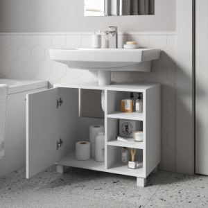 Тумба під умивальник з дверцятами та полицями F-65 600х311х556 мм Білий