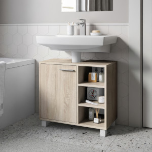 Тумба під умивальник з дверцятами та полицями F-65 600х311х556 мм Дуб Сонома