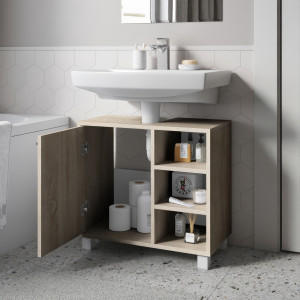Тумба під умивальник з дверцятами та полицями F-65 600х311х556 мм Дуб Сонома