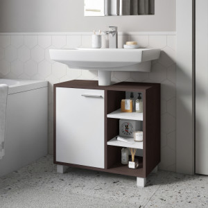Тумба під умивальник з дверцятами та полицями F-65 600х311х556 мм Венге Магія/Білий