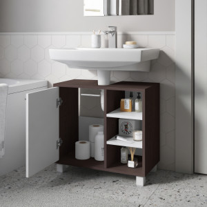 Тумба під умивальник з дверцятами та полицями F-65 600х311х556 мм Венге Магія/Білий