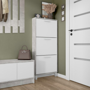 Тумба для взуття на 3 шухляди F-160 590х160х1350 мм Бетон/Білий Тумба для взуття на 3 шухляди F-160 590х160х1350 мм Бетон/Білий