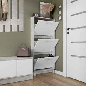 Тумба для взуття на 3 шухляди F-160 590х160х1350 мм Бетон/Білий Тумба для взуття на 3 шухляди F-160 590х160х1350 мм Бетон/Білий