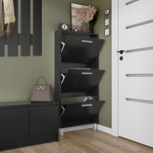 Тумба для взуття на 3 шухляди F-160 590х160х1350 мм Чорний Тумба для взуття на 3 шухляди F-160 590х160х1350 мм Чорний