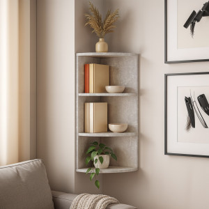 Полиця кутова настінна на 3 комірки P-30 301х301х600 мм Бетон Полиця кутова настінна на 3 комірки P-30 301х301х600 мм Бетон