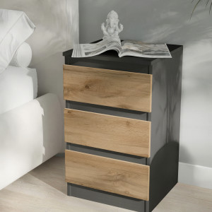 Тумба приліжкова на 3 шухляди FT-216 400x398x758 мм Антрацит/Дуб Аппалачі Тумба приліжкова на 3 шухляди FT-216 400x398x758 мм Антрацит/Дуб Аппалачі