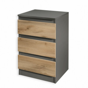 Тумба приліжкова на 3 шухляди FT-216 400x398x758 мм Антрацит/Дуб Аппалачі Тумба приліжкова на 3 шухляди FT-216 400x398x758 мм Антрацит/Дуб Аппалачі