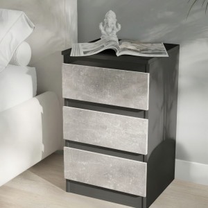 Тумба приліжкова на 3 шухляди FT-216 400x398x758 мм Антрацит/Бетон Тумба приліжкова на 3 шухляди FT-216 400x398x758 мм Антрацит/Бетон