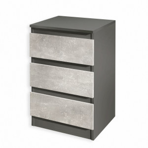 Тумба приліжкова на 3 шухляди FT-216 400x398x758 мм Антрацит/Бетон Тумба приліжкова на 3 шухляди FT-216 400x398x758 мм Антрацит/Бетон