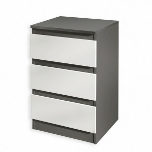 Тумба приліжкова на 3 шухляди FT-216 400x398x758 мм Антрацит/Білий Тумба приліжкова на 3 шухляди FT-216 400x398x758 мм Антрацит/Білий