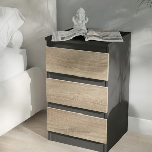 Тумба приліжкова на 3 шухляди FT-216 400x398x758 мм Антрацит/Дуб Cонома Тумба приліжкова на 3 шухляди FT-216 400x398x758 мм Антрацит/Дуб Cонома