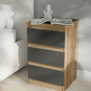 Тумба приліжкова на 3 шухляди FT-216 400x398x758 мм Дуб Аппалачі/Антрацит 