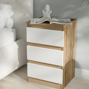 Тумба приліжкова на 3 шухляди FT-216 400x398x758 мм Дуб Аппалачі/Білий