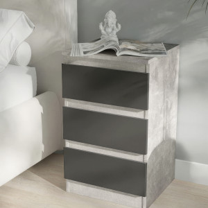 Тумба приліжкова на 3 шухляди FT-216 400x398x758 мм Бетон/Антрацит 