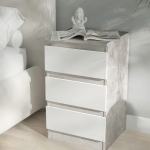Тумба приліжкова на 3 шухляди FT-216 400x398x758 мм Бетон/Білий
