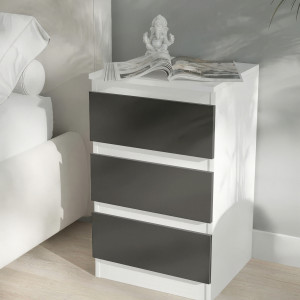 Тумба приліжкова на 3 шухляди FT-216 400x398x758 мм Білий/Антрацит