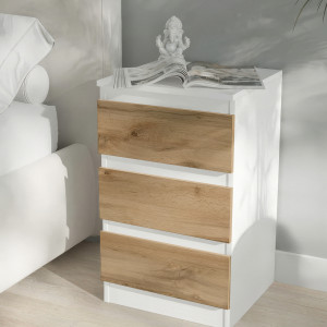 Тумба приліжкова на 3 шухляди FT-216 400x398x758 мм Білий/Дуб Аппалачі