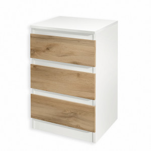 Тумба приліжкова на 3 шухляди FT-216 400x398x758 мм Білий/Дуб Аппалачі
