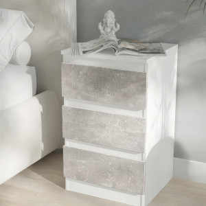 Тумба приліжкова на 3 шухляди FT-216 400x398x758 мм Білий/Бетон