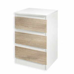 Тумба приліжкова на 3 шухляди FT-216 400x398x758 мм Білий/Дуб Сонома