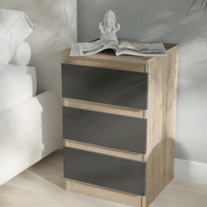 Тумба приліжкова на 3 шухляди FT-216 400x398x758 мм Дуб Сонома/Антрацит