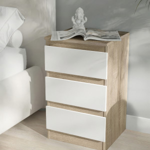 Тумба приліжкова на 3 шухляди FT-216 400x398x758 мм Дуб Сонома/Білий