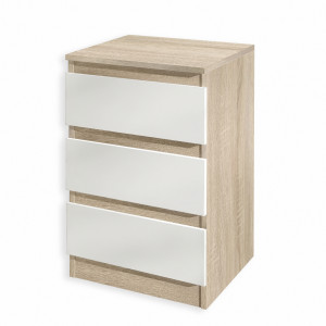 Тумба приліжкова на 3 шухляди FT-216 400x398x758 мм Дуб Сонома/Білий