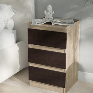 Тумба приліжкова на 3 шухляди FT-216 400x398x758 мм Дуб Сонома/Венге Магія