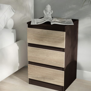 Тумба приліжкова на 3 шухляди FT-216 400x398x758 мм Венге Магія/Дуб Сонома