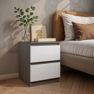 Тумба приліжкова FT-225 400х400х530 мм Антрацит/Білий Тумба приліжкова FT-225 400х400х530 мм Антрацит/Білий