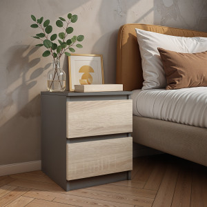 Тумба приліжкова FT-225 400х400х530 мм Антрацит/Дуб Сонома