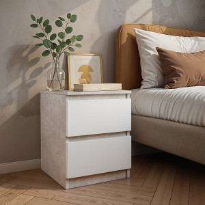 Тумба приліжкова FT-225 400х400х530 мм Бетон/Білий