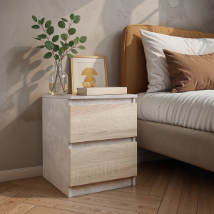 Тумба приліжкова FT-225 400х400х530 мм Бетон/Дуб Сонома