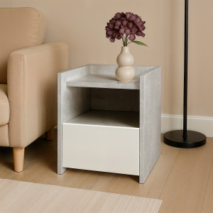 Тумба приліжкова Nika 364х368х390 мм Бетон/Білий