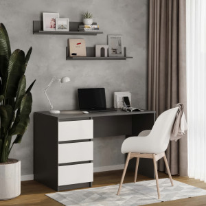 Комп'ютерний стіл на 3 шухляди без ручок FT-224 Left 1200х600х750 мм Антрацит/Білий