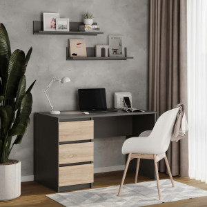 Комп'ютерний стіл на 3 шухляди без ручок FT-224 Left 1200х600х750 мм Антрацит/Дуб Сонома