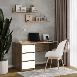 Комп'ютерний стіл на 3 шухляди без ручок FT-224 Left 1200х600х750 мм Дуб Аппалачі/Білий