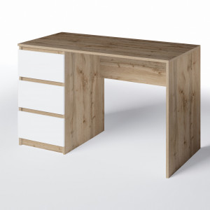 Комп'ютерний стіл на 3 шухляди без ручок FT-224 Left 1200х600х750 мм Дуб Аппалачі/Білий