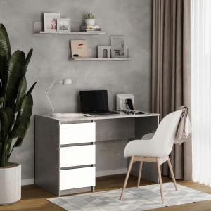 Комп'ютерний стіл на 3 шухляди без ручок FT-224 Left 1200х600х750 мм Бетон/Білий