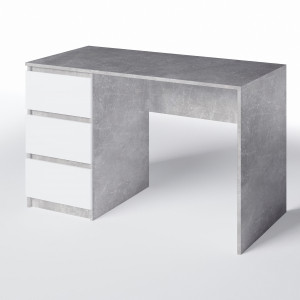 Комп'ютерний стіл на 3 шухляди без ручок FT-224 Left 1200х600х750 мм Бетон/Білий