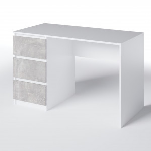 Комп'ютерний стіл на 3 шухляди без ручок FT-224 Left 1200х600х750 мм Білий/Бетон